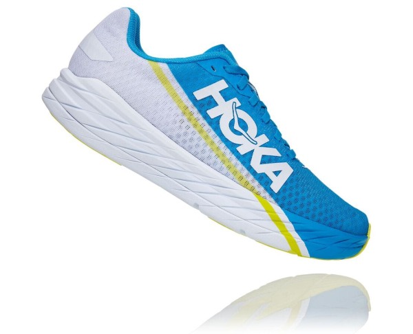 Hoka One One Rocket X Womens UK - White / Blue Running Shoes - OPYJD7135